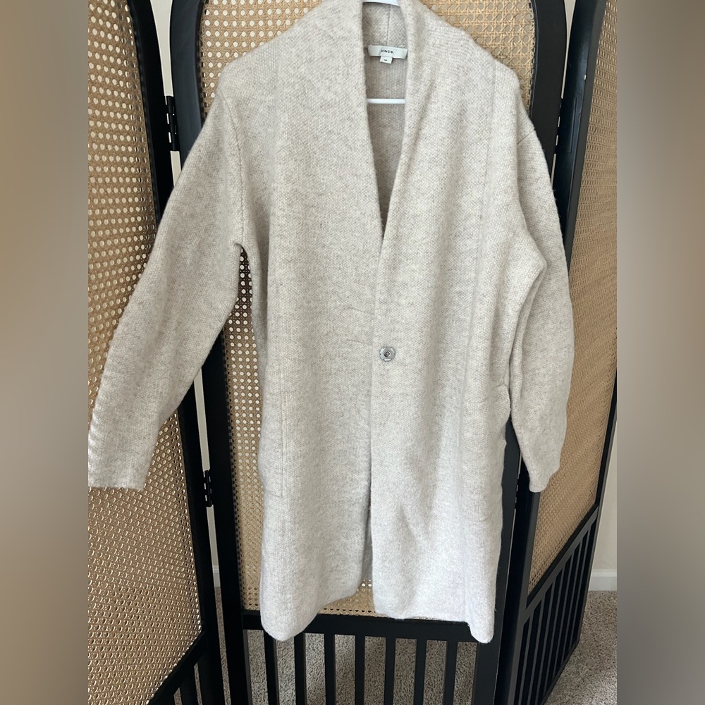 Vince new wool long cardigan oat